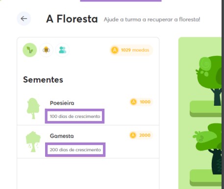 Tempo de crescimento de cada Árvore